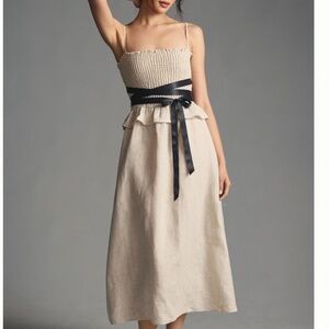 Reformation Cream and Black Spaghetti Strap Sundress